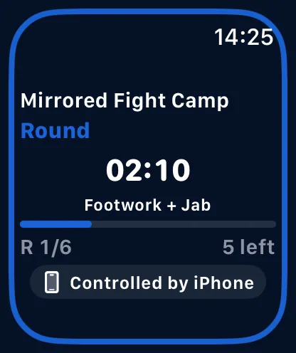 Apple Watch mirrored workout controlled by iPhone.